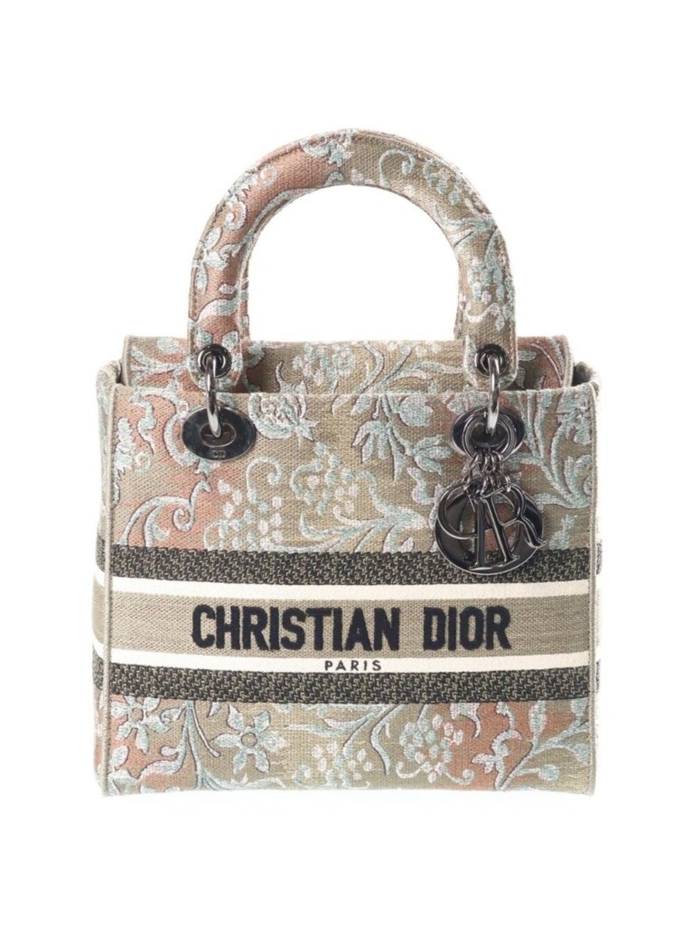 Dior Lady D-lite D Light Canvas 2-Way Bag Silver Green